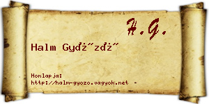 Halm Győző névjegykártya